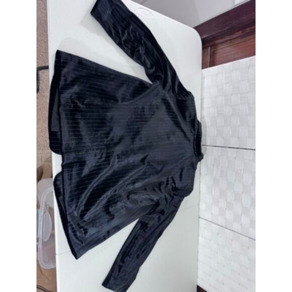 "Tahari" Black Pinstripe Velvet Womens Blazer/Cardigan,Vintage,Y2K,Goth,Romance - Picture 10 of 11